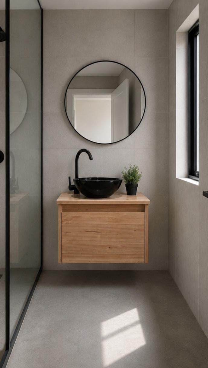 Ambiente de baño con muebles de A Pura Madera